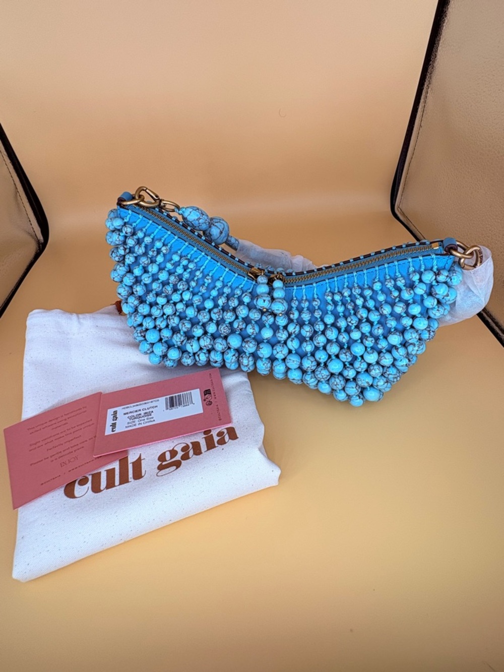 SOLD cult gaia Ibiza turquoise mercier clutch